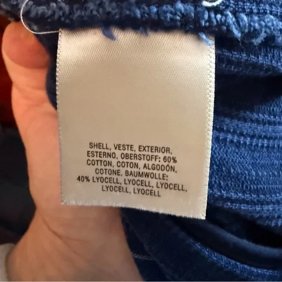 Anthro ett:twa Jumpsuit Womens Blue Denim Size SP Peplum Ruffled Striped Boho - Picture 8 of 13